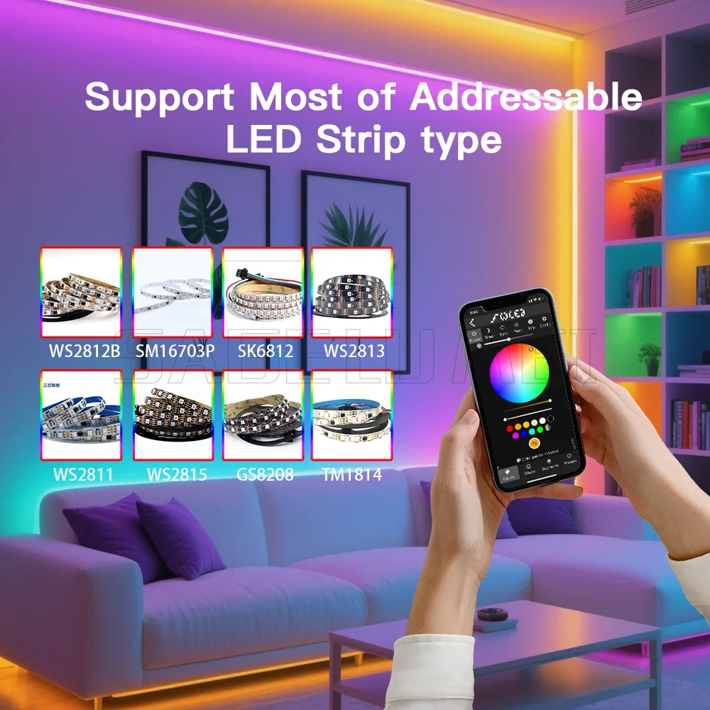 GL-C-017WL-D GLEDOPTO ESP32 WLED Digital LED Controller Microphone function Type-C level WS2811 SK6812 TM1814 WS2815 Strip Light