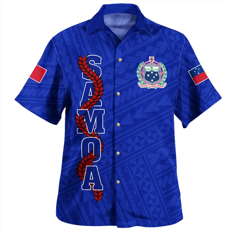 

Summer Harajuku 3D American Samoa Happy Independence Day Coat Of Arm Printing Shirts Men Fashion Short Shirts Cool Tops Clothing