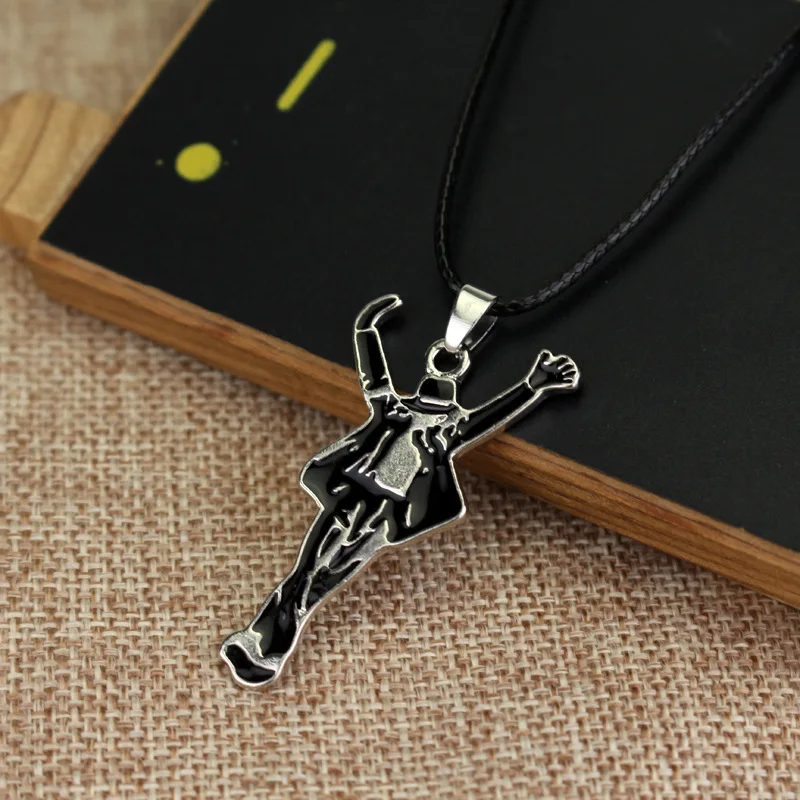 Pop Star Singer MJ Necklace Dancing Michael Jackson Enamel Pendant Necklace For Fans Monumental Jewelry Accessories necklace pendant anime necklace game necklace