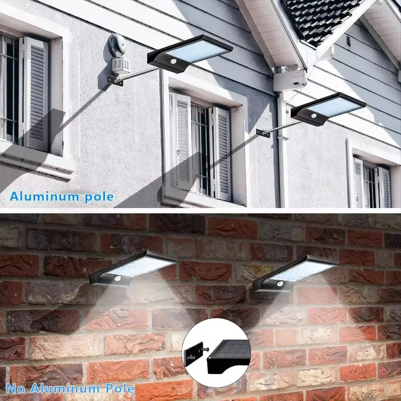 Solar street wall light garden garage Lamp LED lights 48leds motion PIR sensor DIM lights Aluminum with pole remote 4