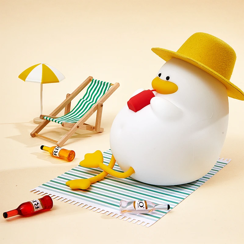 Luce Notturna Per Bambini A Forma Di Anatra Floreale - Silicone Morbido, LED Ricaricabile, Senza BPA - 3