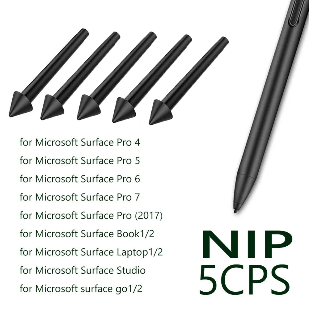 5 Pezzi Punte Per Penna Penna Stilo Pennino 2H 2H 2H 2H 2H Kit Di Ricambio Per Microsoft Surface Pro 7 Book Studio Go Black