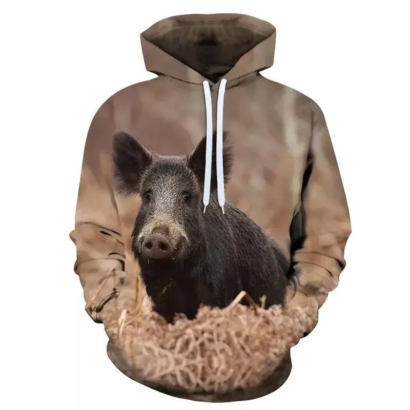 Autumn And Winter Fun Pig Print Hoodie Animal Men's And Women's Fashionable Casual Sports Shirt Oversized Clothing Hoodie.