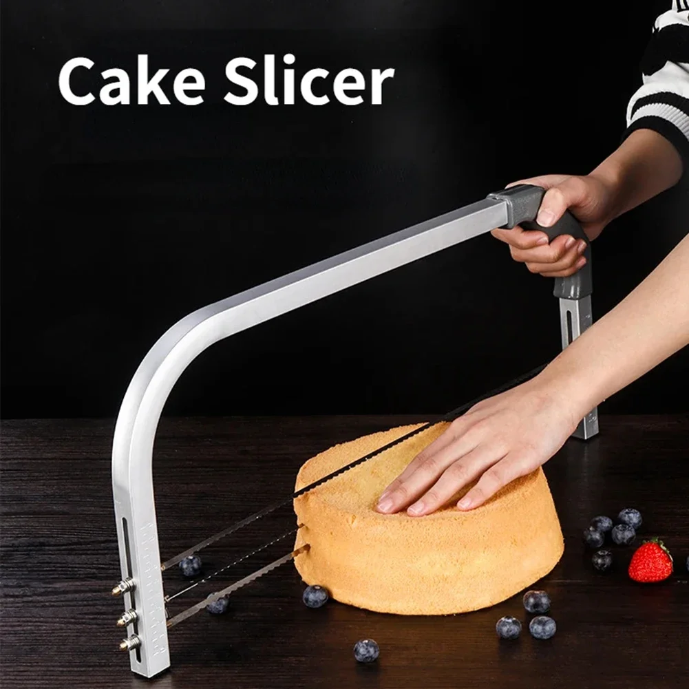 Multi Layer Cake Slicer 3 Blade Cutter Leveller with Height Adjustable Wires Measuring Guide Comfort Grip Handle