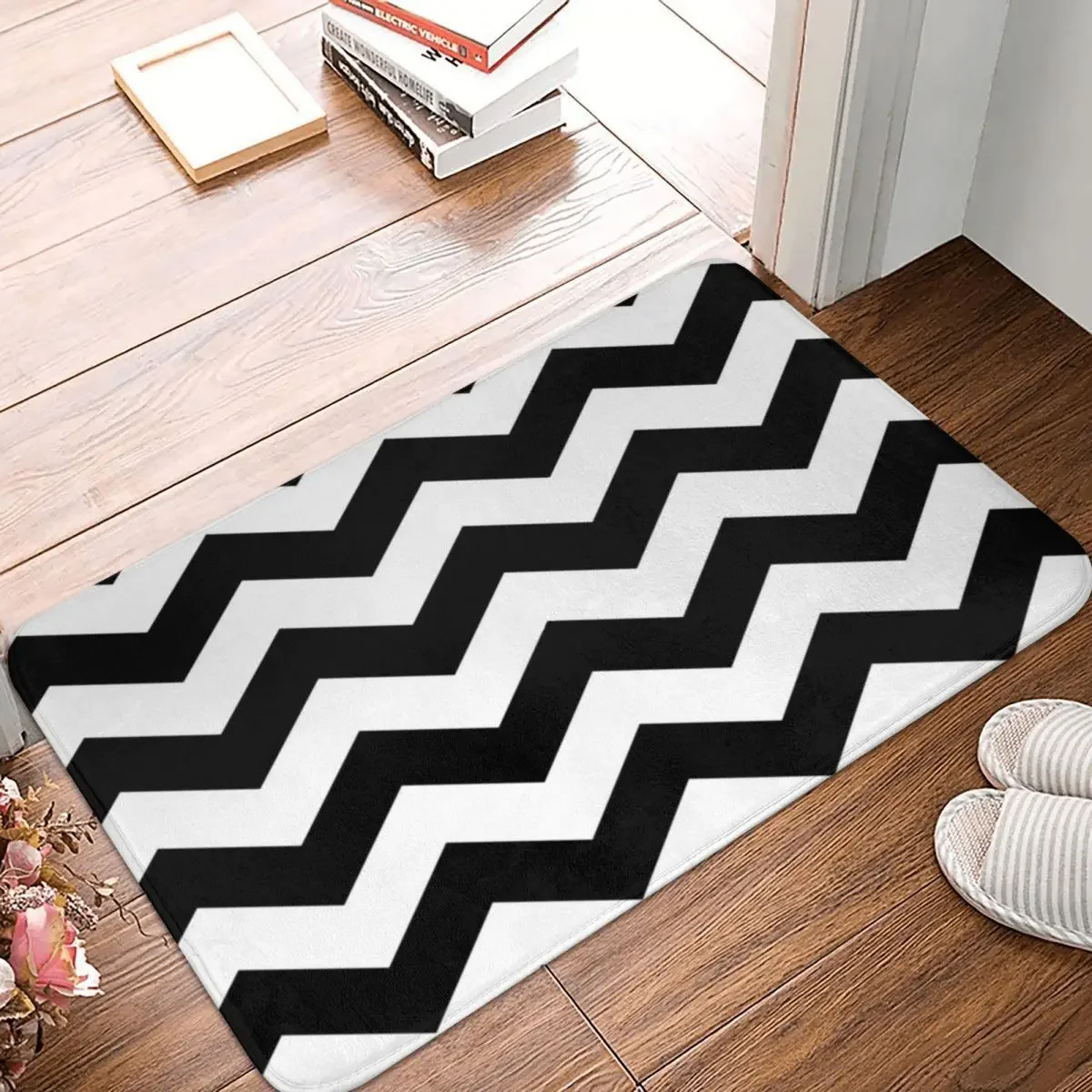 

Black And White Zigzag Chevron Doormat Rug carpet Mat Footpad Polyester Non-slip durable Corridor Kitchen Bedroom balcony toilet