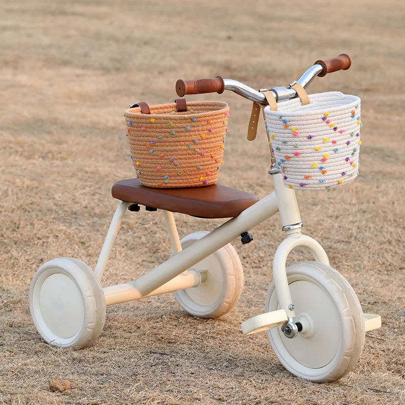 Children's Bicycle Handlebar Basket with Bell, Grips, and Tassel Accessory - Perfect Birthday Gift