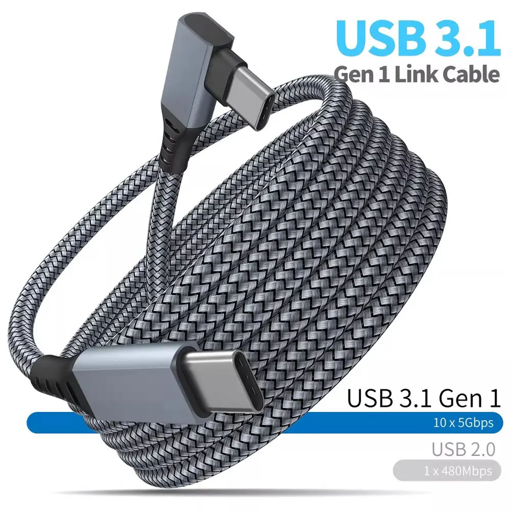 90도 3M 5M 6M VR 링크 USB3 타입 A/C to C 케이블 (오큘러스 퀘..
