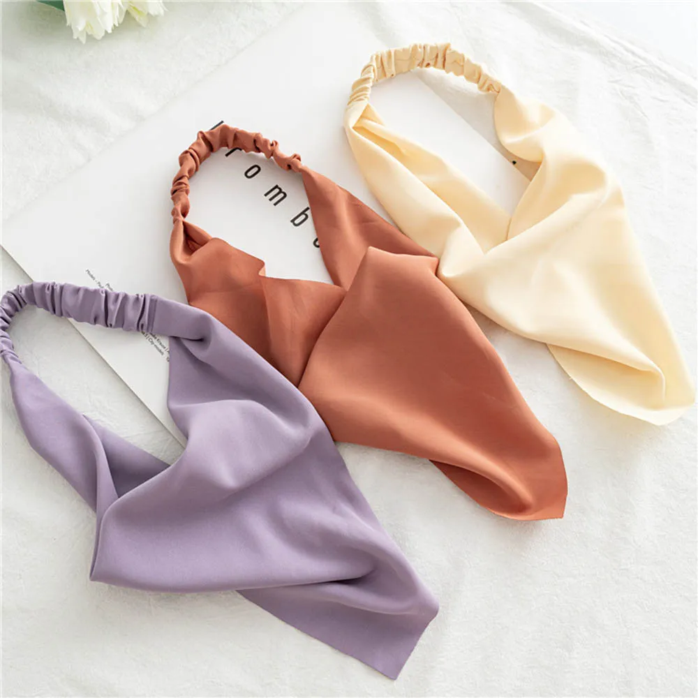 

Candy Color Women Bandana Triangle Hair Scarf Elastic Hair Band Cute Turban Headwrap Headbands Vintage Hair Accessories