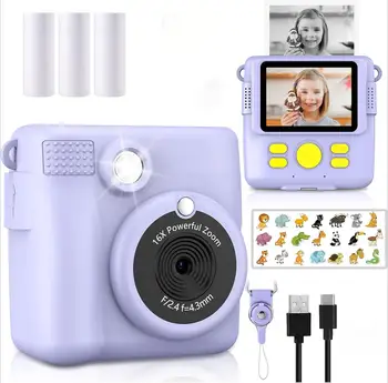 Fotocamera con stampa istantanea per bambini, videocamere digitali HD 1080P per bambini piccoli, regali di compleanno di natale per bambini dai 3 ai 12 anni,