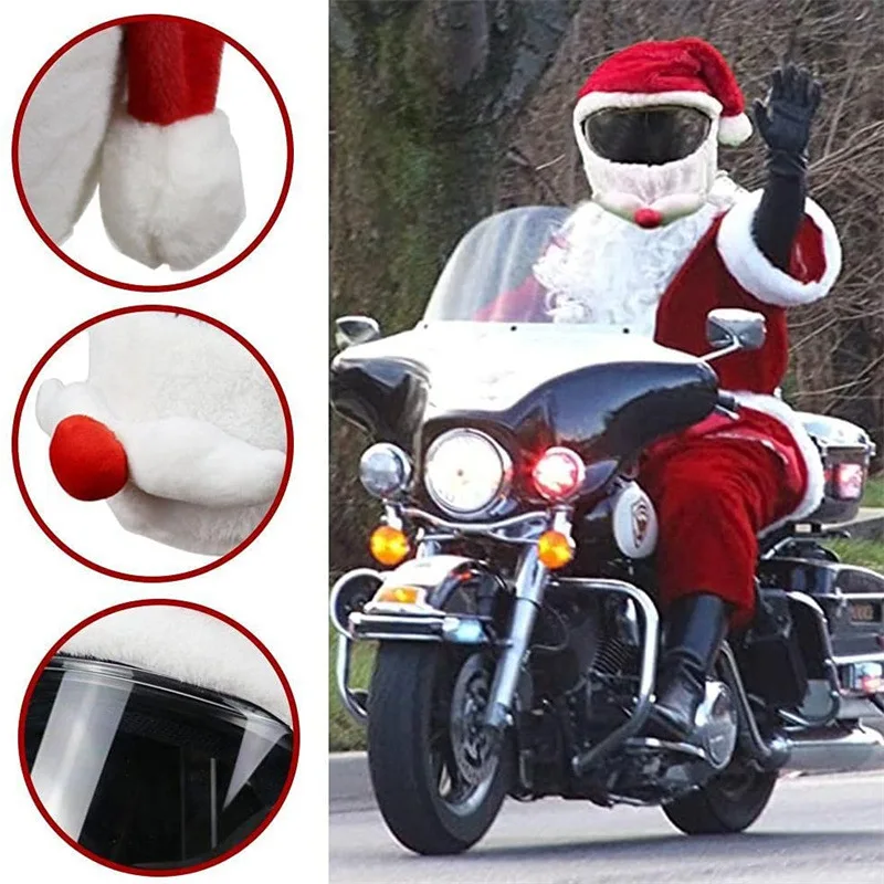 4PCS Motorcycle Helmet Santa Claus Motorcycle Helmet Set Crazy