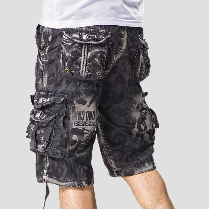 thumbnail image 1 of Pantalones cortos de camuflaje para hombre, estilo cargo, para senderismo, de combate, de camuflaje, estilo bermudas, de diseñador, de moda, elásticos, de algodón de lujo, holgados, 2024, 1 of 5