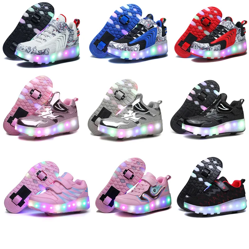 Roller Skate Shoes Kids 4 Wheels Spring Fashion Casual Sports Sneaker Boys Girls Toys Gift