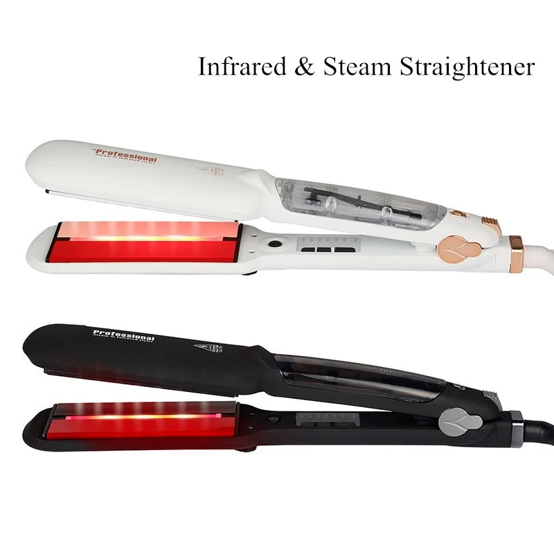 Professional Infrared Steam Hair Straightener Fast Heating Ceramic Wide Plates Vapor Flat Iron Salon Straightening Styling Tools 6