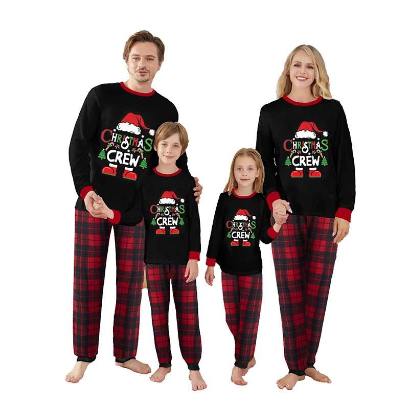 thumbnail image 4 of Conjunto de pijama familiar navideño 2024, pijama navideño con bonito top estampado y pantalones a cuadros, ropa de dormir festiva a juego para toda la familia, 4 of 5