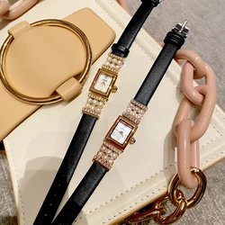 Wrist Watches for Women Pearl Bracelet Luxury Quartz Watch Waterproof Leather Ladies Clock Free Shipping Reloj Mujer Elegante