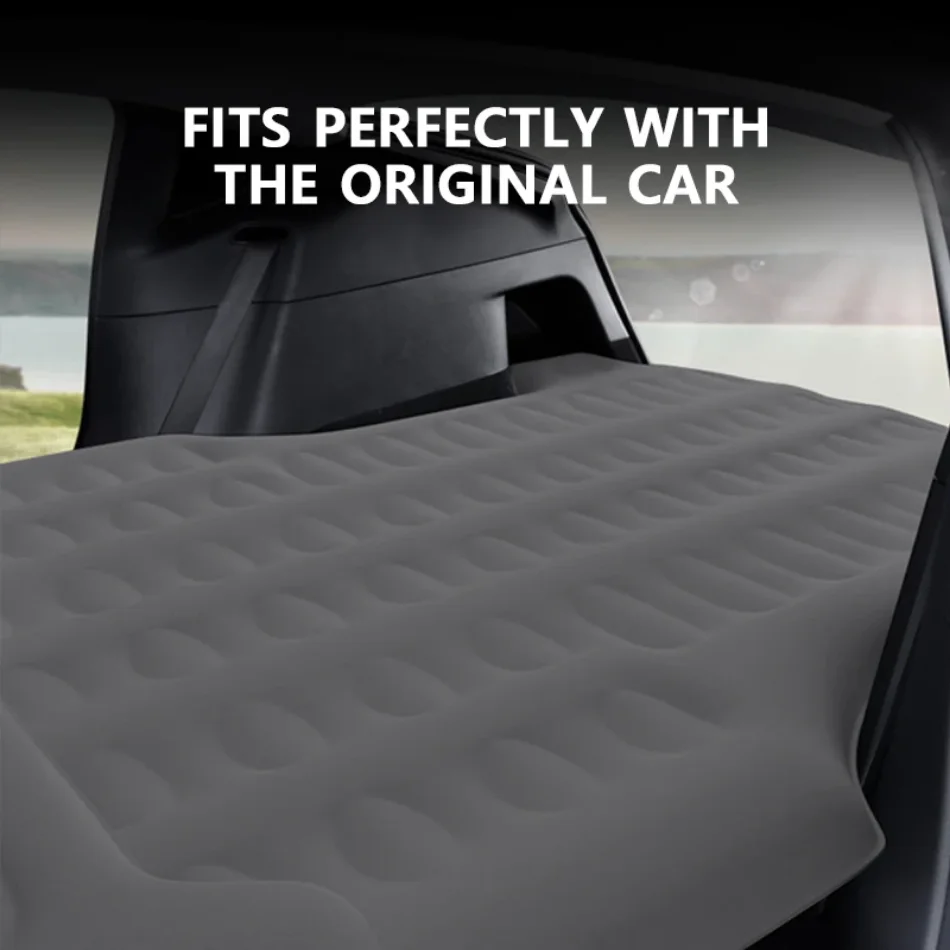 Portable Car Inflatable Mattress for Tesla Model Y-Outdoor Camping Flocking Surface Memory Foam with Electric Air Pump