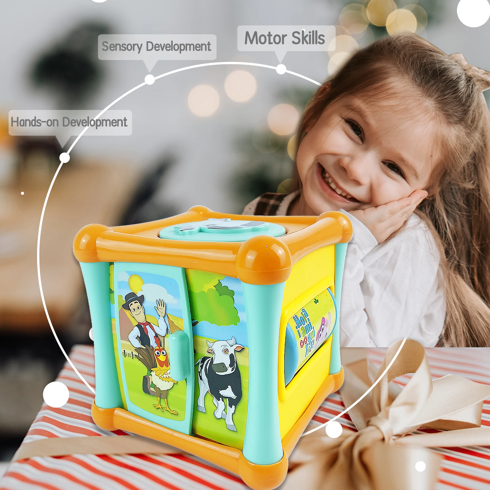 La Granja De Zenon Baby Activity Cube Toy Educational Learning Toy with Sound for Toddlers Boys Girls Gift Zenon Farm Toys