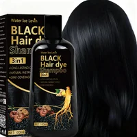 Shampoo colorant capillaire noir pur 3 en 1. Couleur riche longue durée, couverture des zones grises. Extraits biologiques de gingembre et de polygonum. Doux et efficace. 1