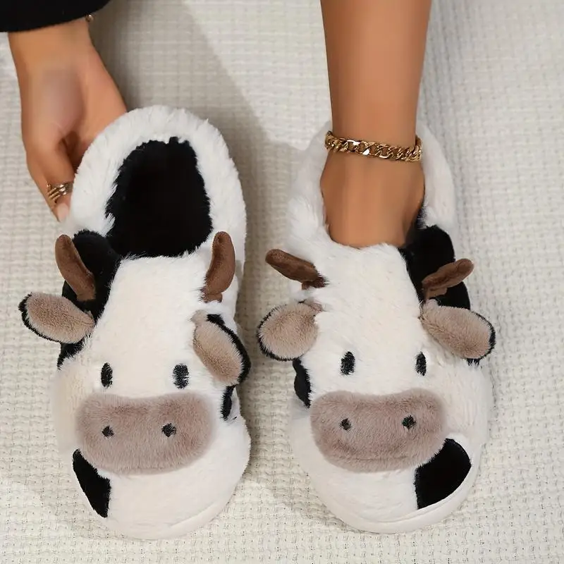471056-be38eb.jpg Soft Cow Slippers for Women - Cozy Animal-Themed Home Shoes Fluffy Winter Shoes for Women House Slippers - Image 1