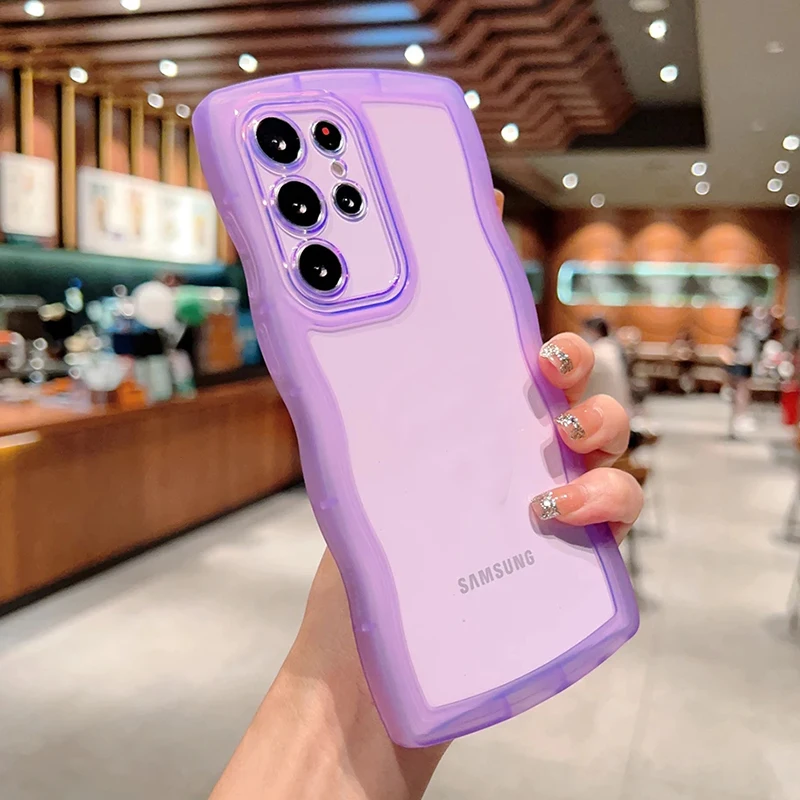 Curly Wave Transparent Anti-Knock Bumper Case with All-Round Camera Protection