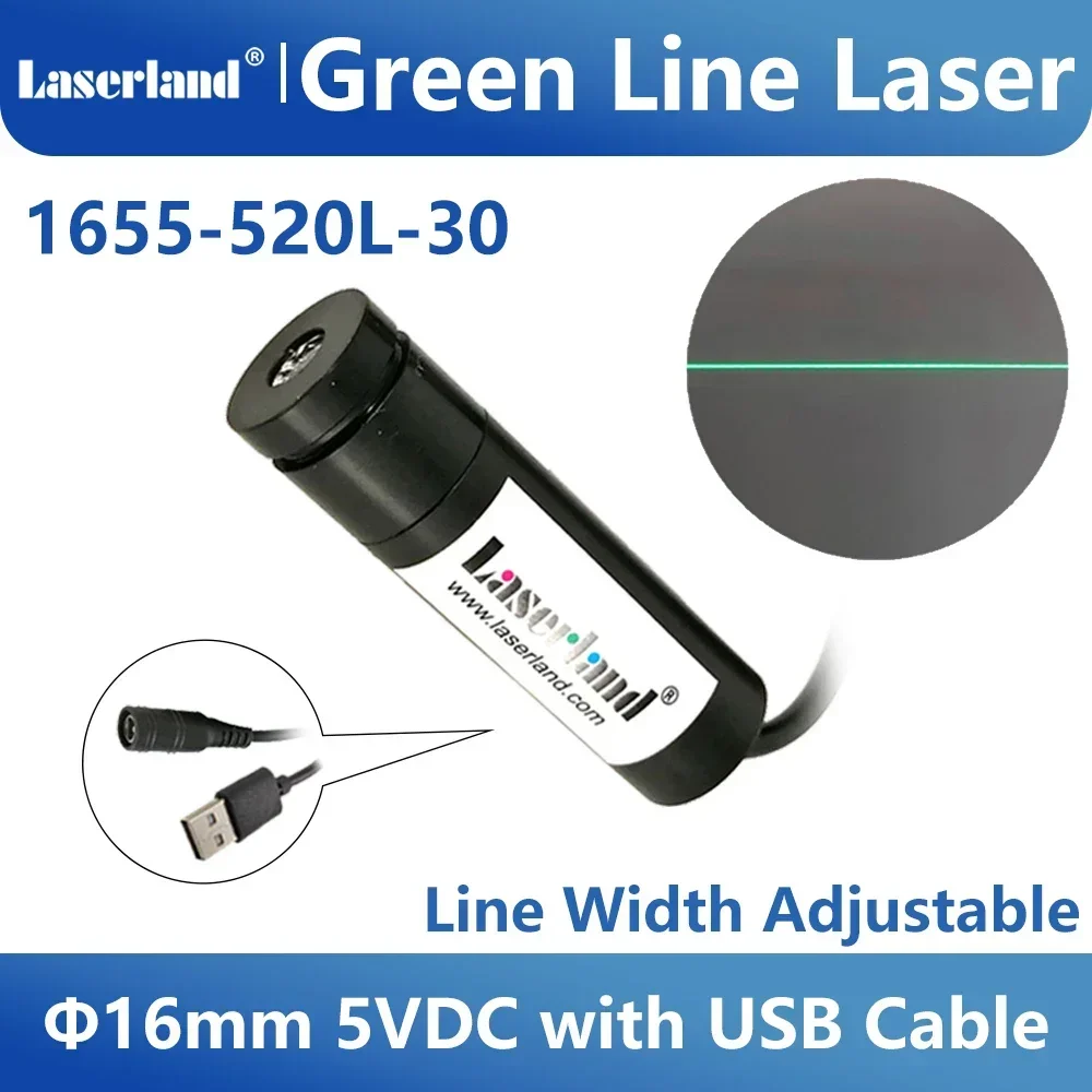 Green Line Laser Diode Module Projector Glass Lens for Alignment of Cloth Wood Stone Cutting with DC