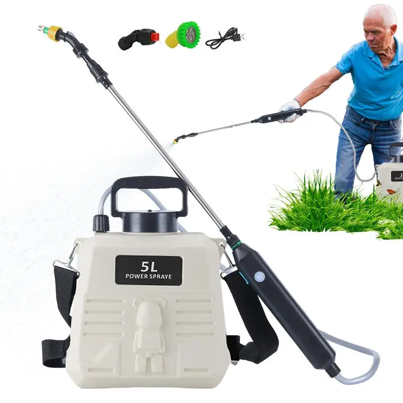 

Battery Powered Sprayer 1.35 Gallon/5L Garden Sprayer Battery Powered Electric Sprayer Rechargeable Handle Retractable Wand