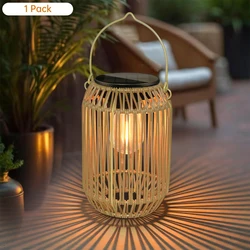 Boho Waterproof Outdoor Solar Rattan Lanterns for Garden and Patio Decor (Style2)