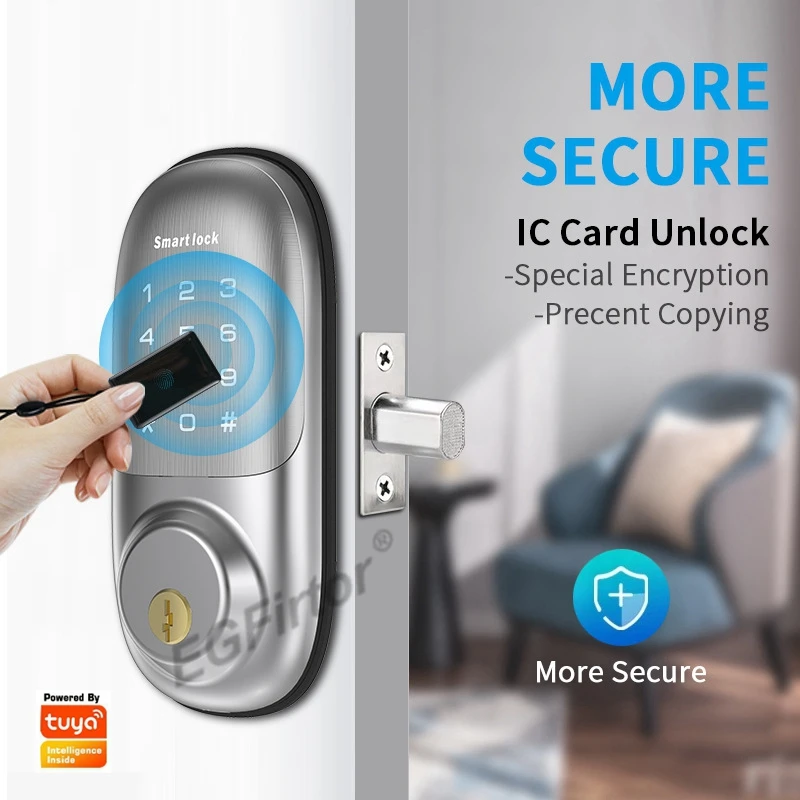 

Умный дверной замок с идентификацией по отпечатку пальца, Bluetooth, приложение без ключа, телефон с биометрической клавиатурой, IC-карта, автоматический замок