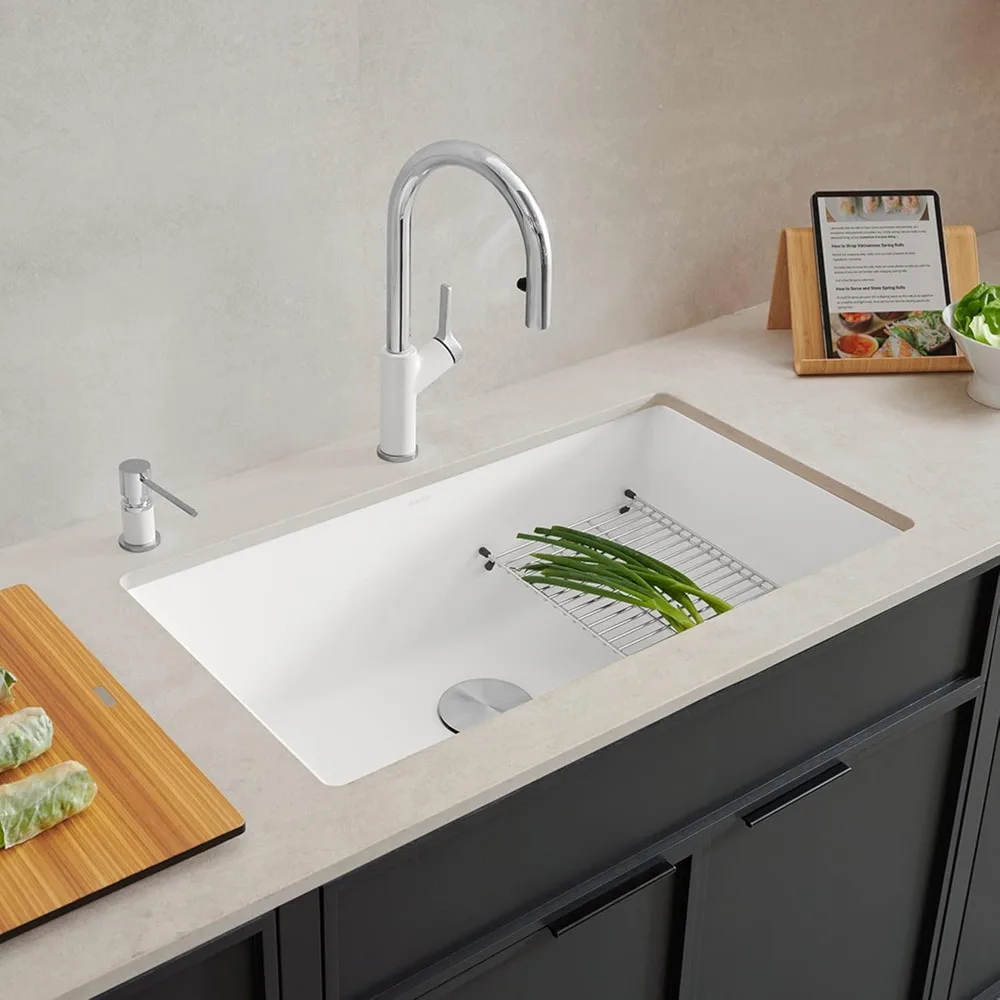 Kitchen Sinks,Super Single Bowl-White Sink, 32" L X 19" W,Kitchen Sinks