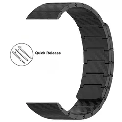 Magnetic Carbon Fiber Bracelet Band, 20mm 22mm Watch Strap - Galaxy 5Pro 45MM (Black)