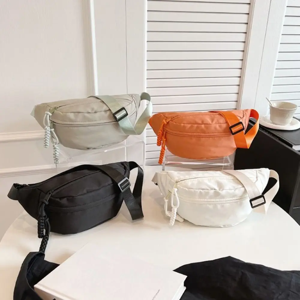 

Zipper Canvas Crossbody Bag Sweet Korean Style Large Capacity Canvas Chest Bag Shoulder Bag Phone Bag Waist Bag Sports