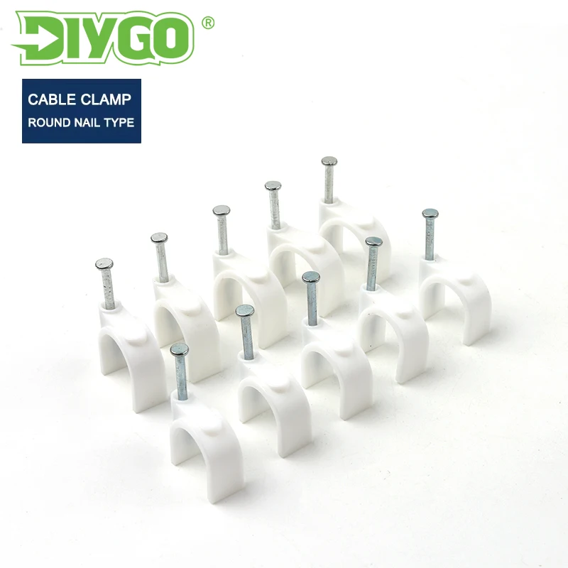 100PCS Circle Nail Clip 4/5/6/7/8/9/10/12mm Cable Clips R-Type Nylon Clamp Plastic White Hose Fasteners Electrical Wire Fitting cable clip cable clamp