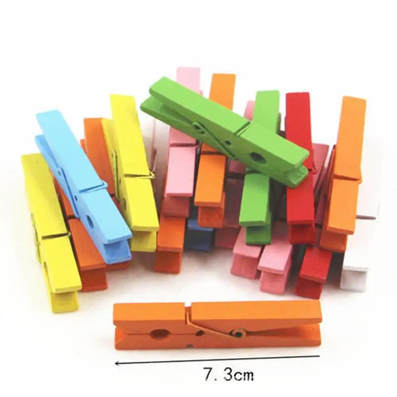 25PCS Colorful Mini Wooden Clips Photo Clips Office Clothespin DIY Wedding Party Wooden Clip Pegs