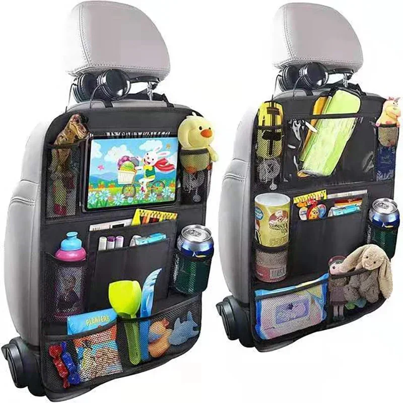 Car Backseat Organizer with Touch Screen Tablet Holder Auto Back Seat Storage Cover Protector for Travel Road Trip Kids Toddlers