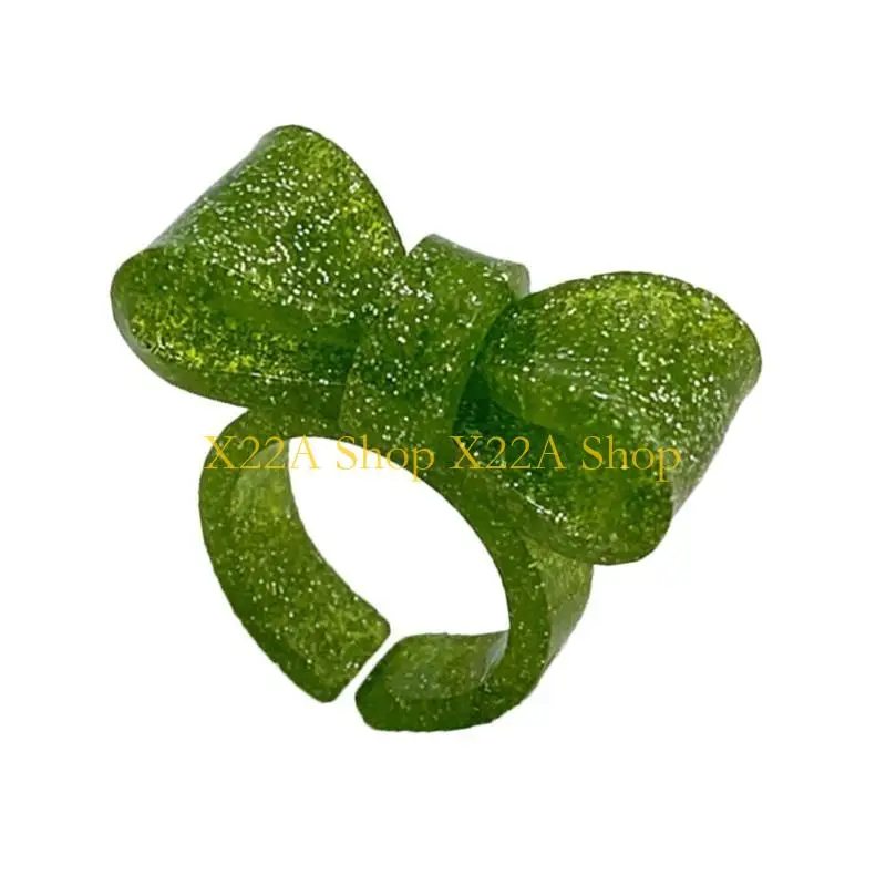 Unique Acrylic Rings Trendy Rings Colorful Bow Rings Jewelry Stackable Open Rings - 5