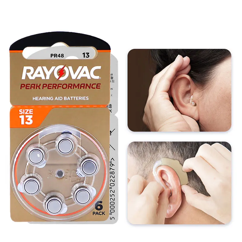 60 PCS Hearing Aid Battery Rayovac Peak Zinc Air Hearing Aid Batteries