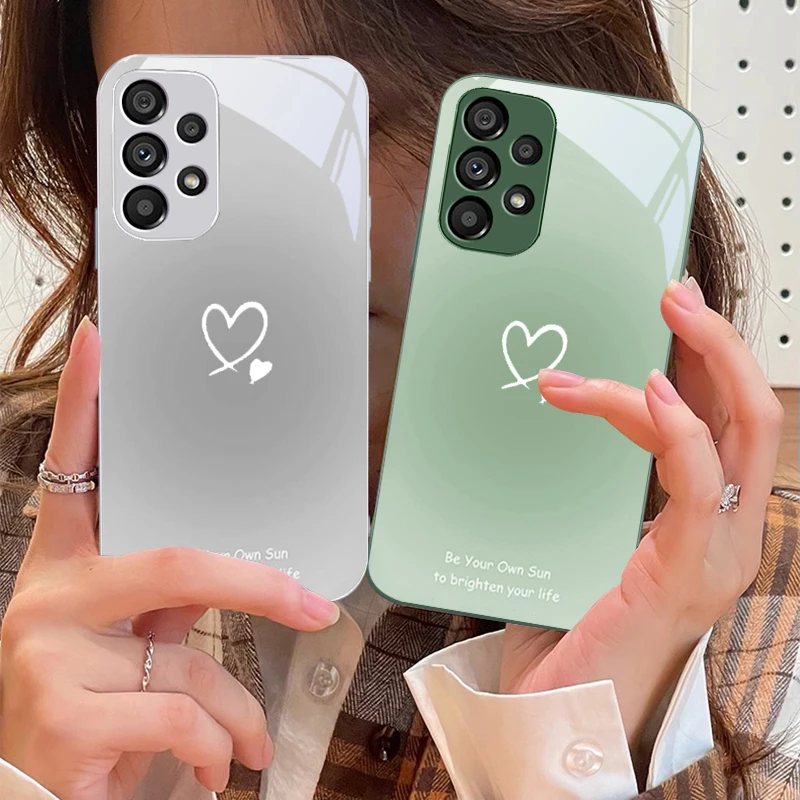 Gradient Heart Shape Glass Phone Case