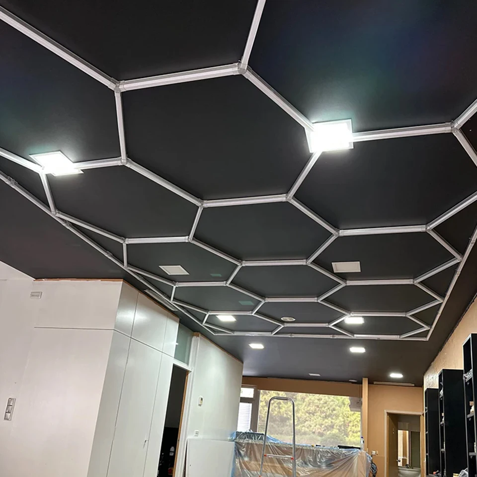 LED Hexagon Honeycomb Car Garage Lights DIY Shape Customizable Detailing Cable Accessorries AC85-265V Lighting Repair Barbershop