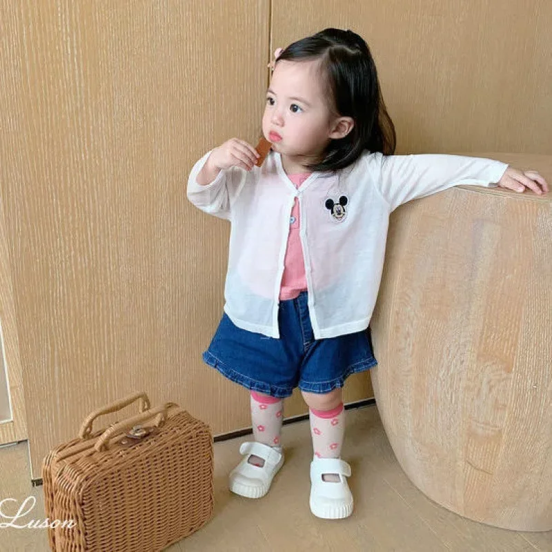  여아 여름 시원한 얇은 데님 의류 반바지 바지 청바지 아동 여아 캐주얼 반바지 아동용  속옷