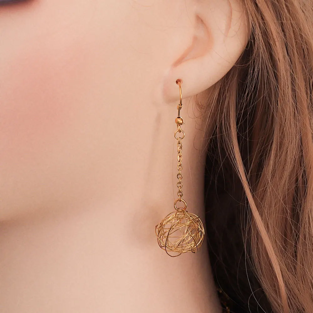 18K Gold Plated Stainless Steel Handmade DIY Jewelry Accessories Stainless Steel Wire Ball Pendant Wholesale 4