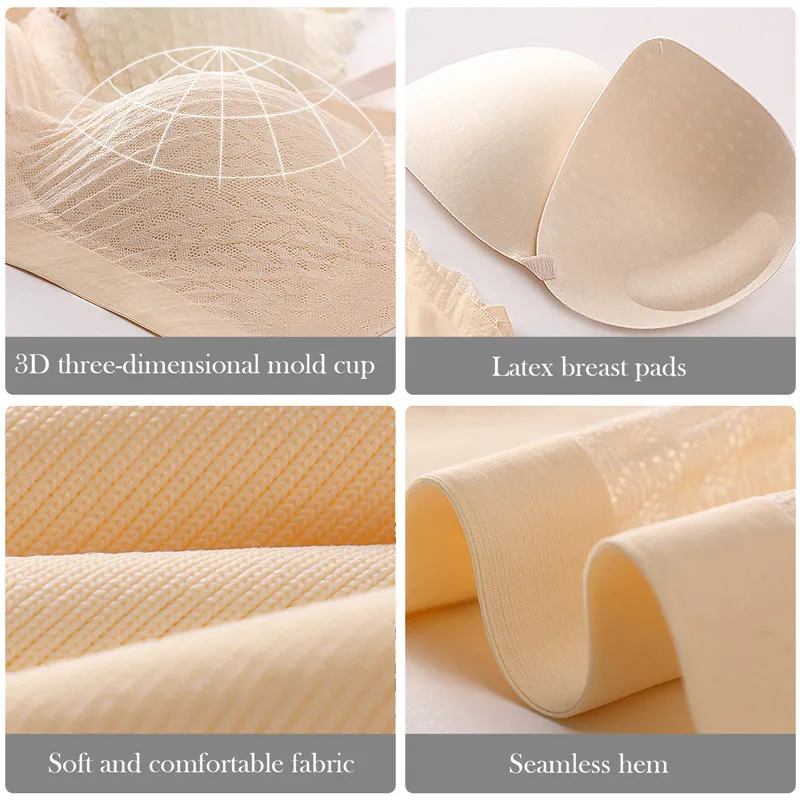 New Top Lace Seamless Women'S Underwear Small Chest Gathered Non-Slip No Steel Ring Sexy Sling Beautiful Back Bra Thin Section 5