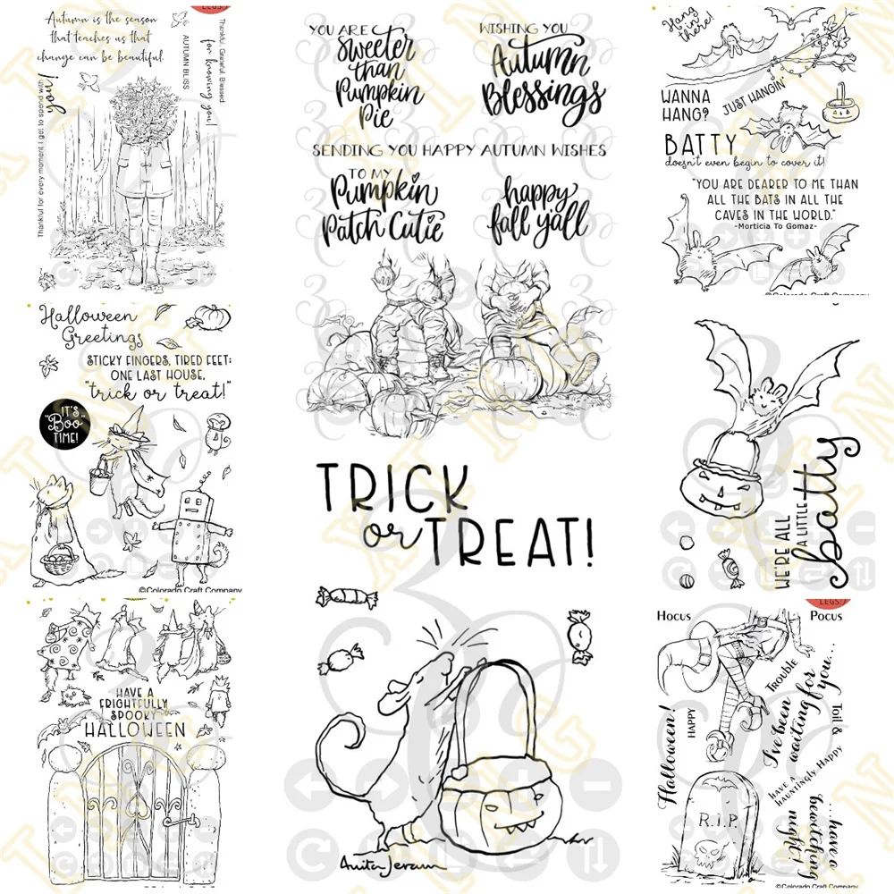 

New Halloween Pumpkin Witch Clear Stamps and Metal Cutting Dies Sets for DIY Craft Making Greeting Card Scrapbooking Decoration