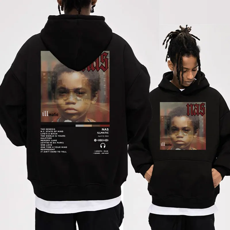 

Rapper Nas Illmatic Album Cover Hoodie Men Women Clothes Fashion Retro Sweatshirts Hip Hop Oversized Hoodies Streetwear Pullover