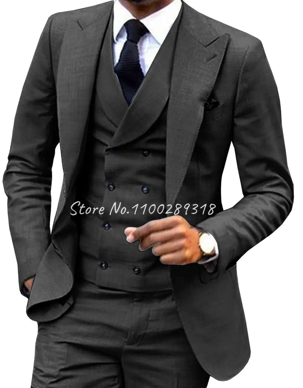 2023 Men's Suit 3 Piece One Button Lapel Double Breasted Slim Fit Casual Business Suits For Wedding Tuxedo Codtume Homme Mariage
