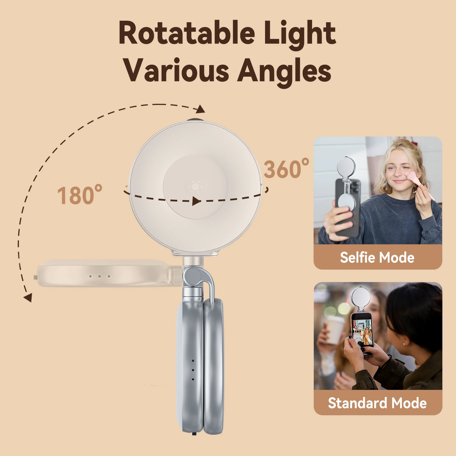 TELESIN Luce di riempimento magnetica Mini Selfie Luce 3 modalità Luminosità regolabile per Smartphone Iphone XIAOMI HUAWEI SAMSUNG Telefono - Image 2