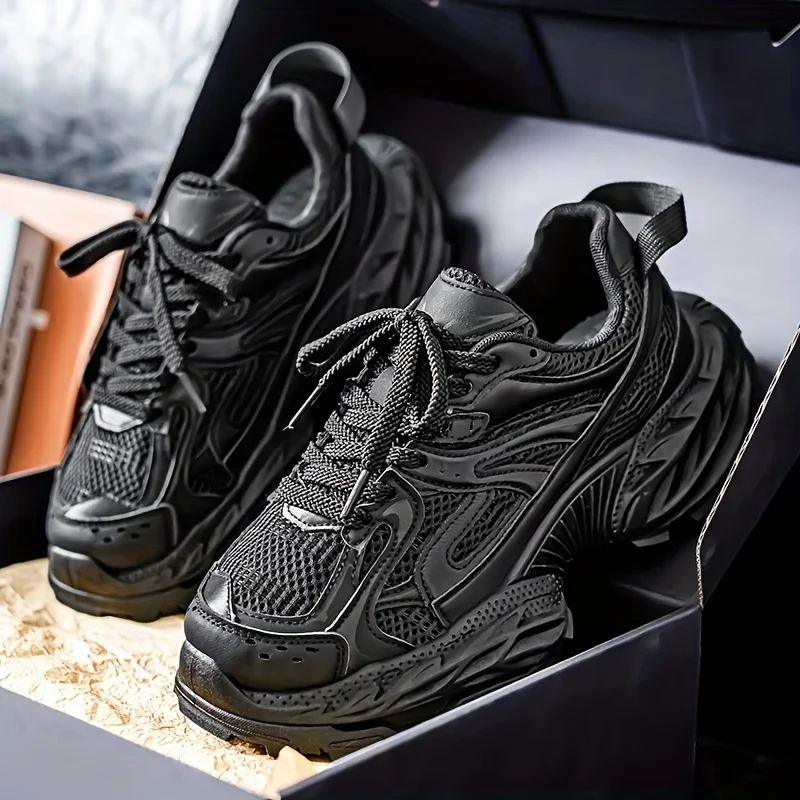 Atmungsaktive Herren-Sneaker mit dicker Sohle, Chunky-Style, Ah Gan Herrenschuhe, lässige, höhenverstellbare, beliebte Turnschuhe