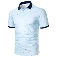 Men's Dots Printing T-shirts Turn-down Male Casual Business Clothing 2022 Summer New Fashion Slim Short Sleeve Patchwork Shirts