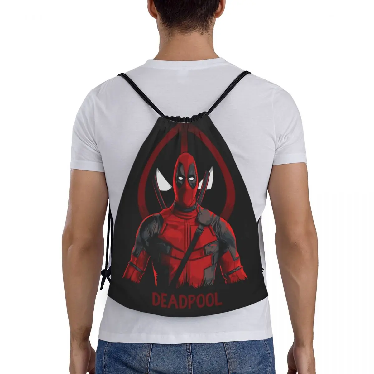 Custom Deadpool Drawstring Bag for Shopping Yoga Backpacks Men Women Sports Gym Sackpack 5