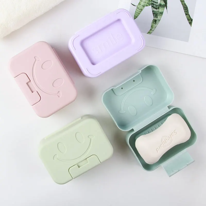 Description Picture 4 of item1pc Soap Dish Non-punch Household Cute Soap Dish with Lid, Expression Detail Soap Dish Container for Home Bathroom Travel