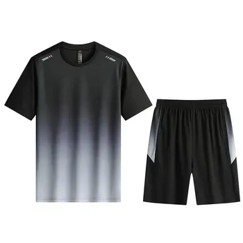 Men's sports and leisure short sleeved shorts set, men's leisure sports running fitness T-shirt shorts for teenagers 1